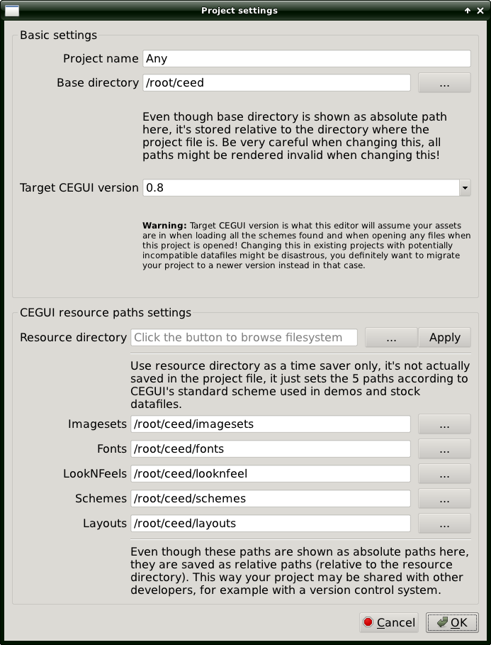 Ceed project settings.png